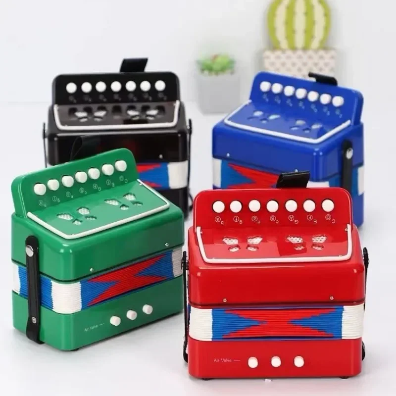 Kids Accordion Mini Toy Musical Instruments 7 Keys Button Pink Rose Red White for Child Children Beginners