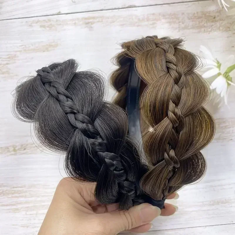 Twist Braid Peruka Opaska na głowę Kobiety Dziewczyny Akcesoria do włosów Skręcona pleciona opaska na włosy Trzyżyłowa opaska na głowę z szerokim