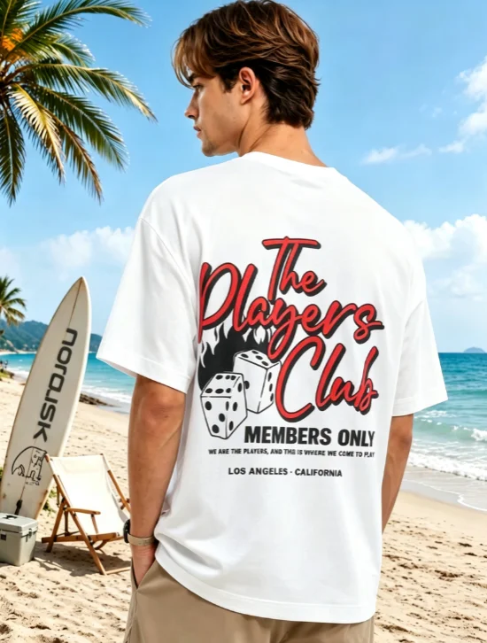 2026 New West Coast Family Matching Unisex Oversized T Shirt The Players Club Dice Back Print Los Angeles Streetwear Tee