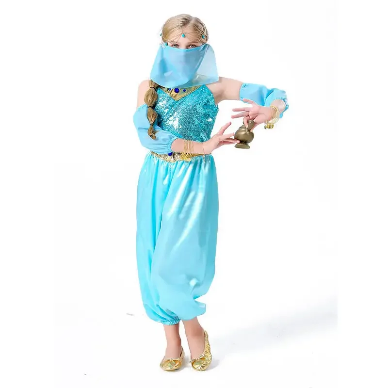 Halloween Princess Jasmine Dress Indian Costume Magic Lamp Costume Cosplay