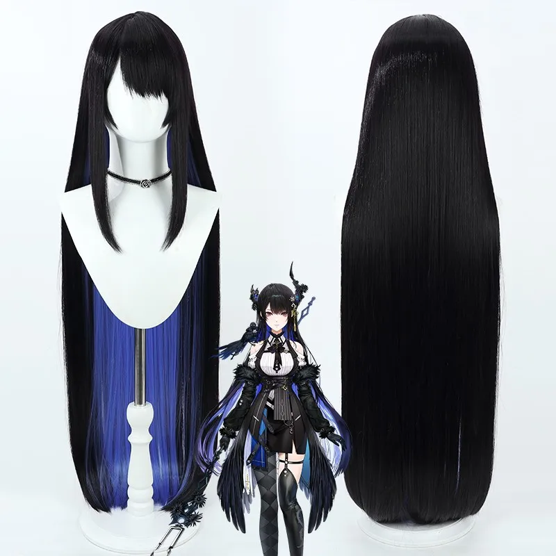 

Hololive EN VTuber Nerissa Ravencroft Косплей Парик 100 СМ Длинные термостойкие синтетические волосы Хэллоуин Вечеринка Ролевые игры
