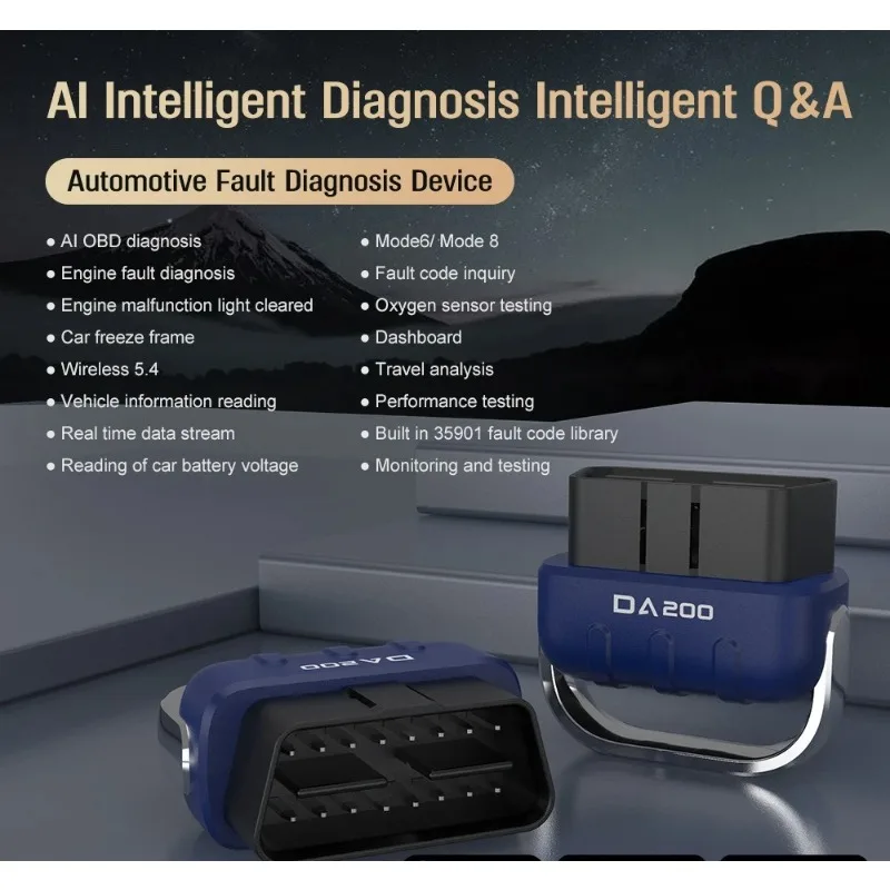 DA200 Scanner Diagnostic Tool - OBD Fault Diagnosis Instrument for Automotive Engine & System Fault Detection
