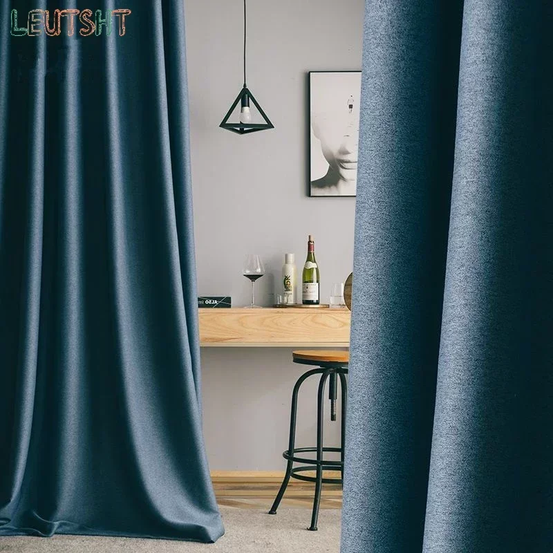 2024 New Nordic Curtains for Living Dining Room Bedroom Thickening Blackout Curtain Simple Solid Color Window Custom Size 1pc