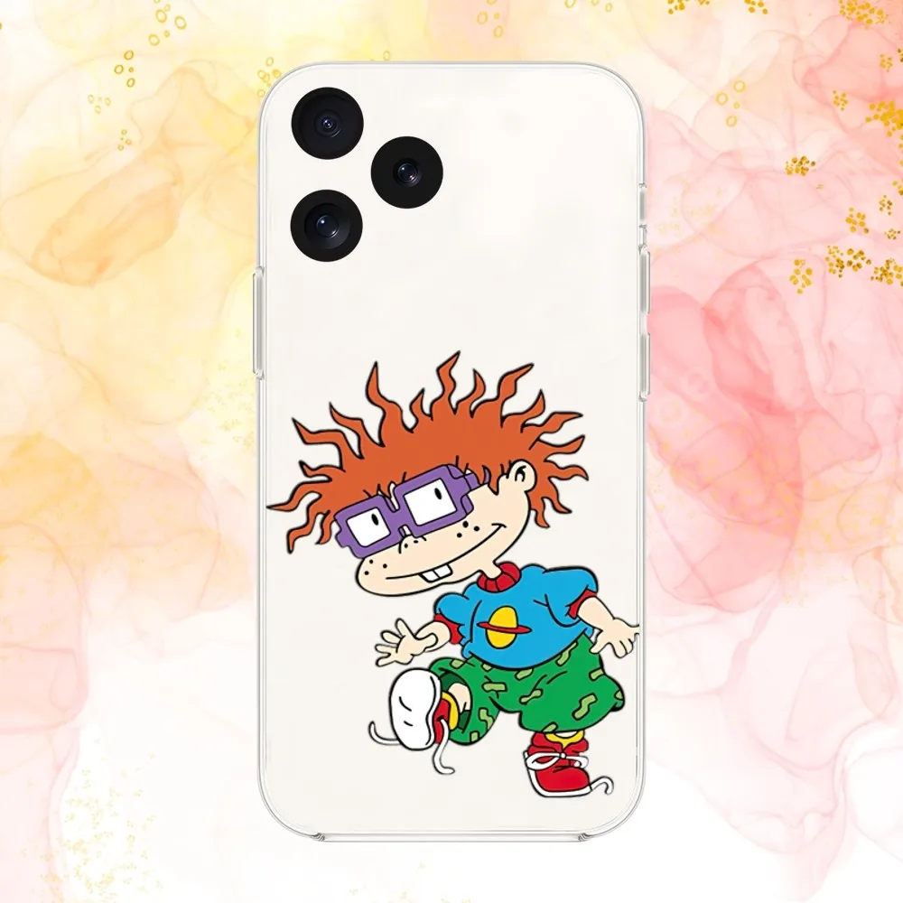 R-Rugrats Funny Cartoon Phone Case For iPhone Mini 11 12 13 14 Pro 15 Pro XS Max X Plus SE xr Transparent Shell