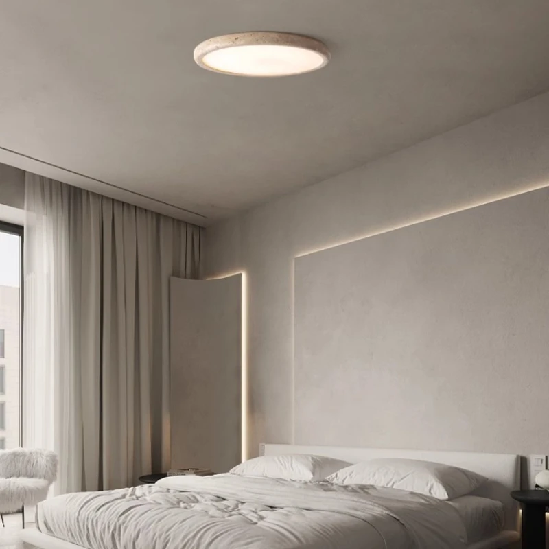 

SANDYHA Yellow Natural Stone Circular Ceiling Light LED Lamp for Living Room Bedroom Decorative Acrylic Shade Modern Home