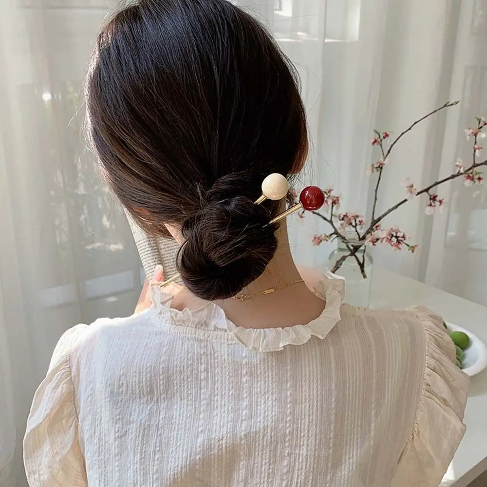 Épingle à cheveux en perles de verre pour femmes, outil de conception de coiffure, vêtements de sauna de style chinois, bâtons de cheveux Hanfu, vêtements de sauna dans les prHub