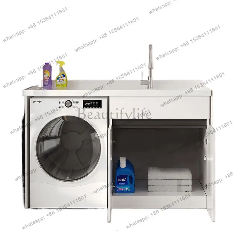 Style Washing Machine Cabinet Balcony Hand Wash Basin Washboard Bathroom Cabinet Design Bathroom Furniture
