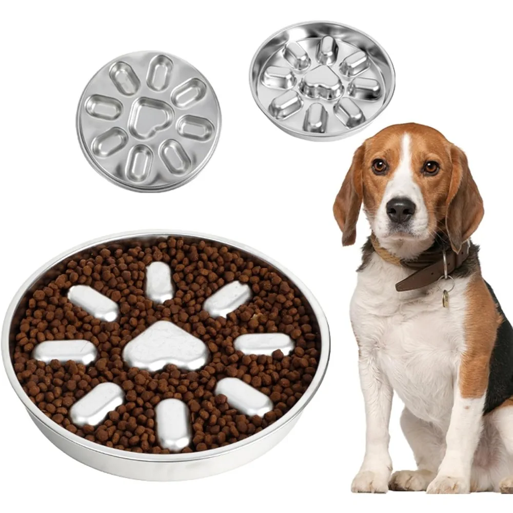 

Stainless Steel Pet Slow Feeder Dog Bowl To Slow Down Eating Non-Slip Maze Dishes Interactive Anti-Choking Food Containers