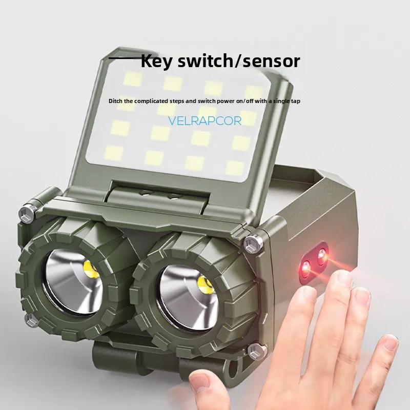 Induction LED Headlamp Rechargeable Strong Light Floodlight Long Battery Life Outdoor Night Fishing Head Mounted Portable