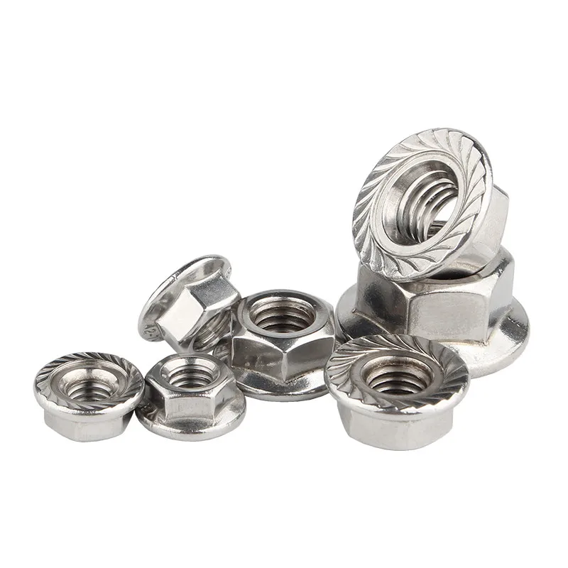 2-50pcs DIN6923 Hexagon Flange Spinlock Nut M3 M4 M5 M6 M8 M10 M12 M14 M16 304 Stainless Steel Serrated Metric Thread Hex Nut