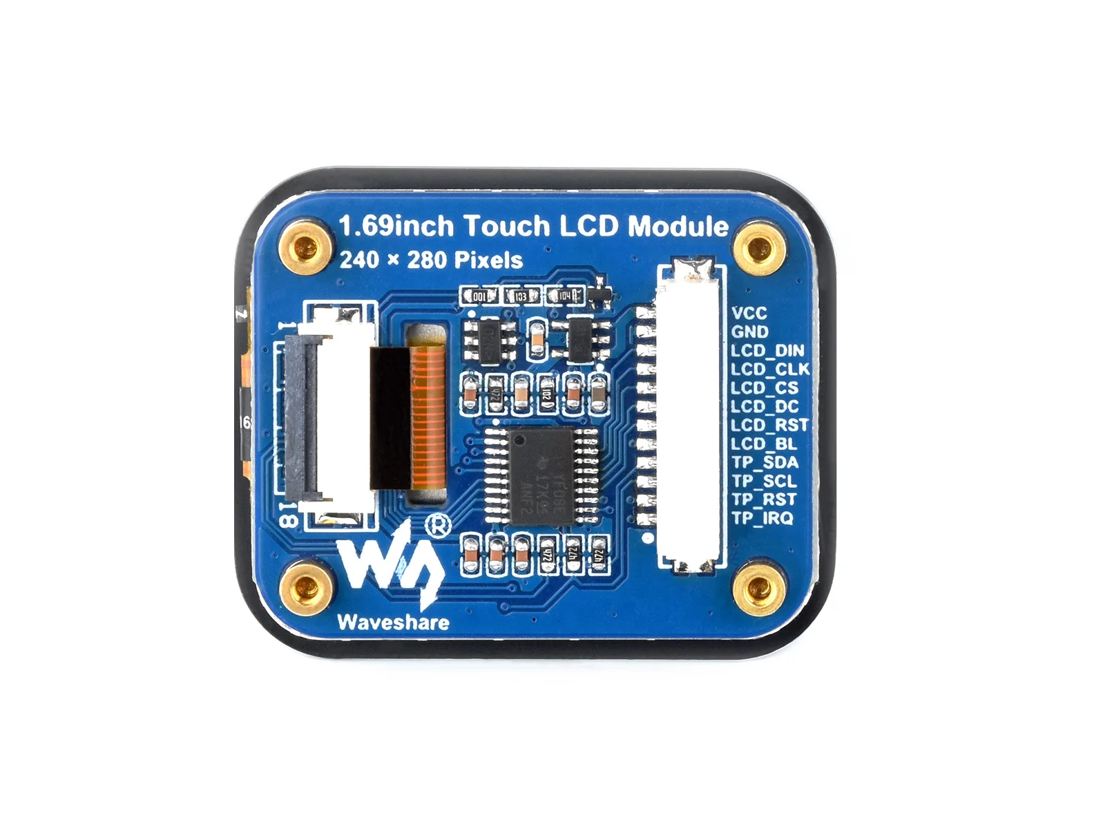 Módulo de pantalla LCD redonda de 1,69 pulgadas con panel táctil, micropantalla LCD, resolución de 240x280, IPS, comunicación SPI e I2C, 262K