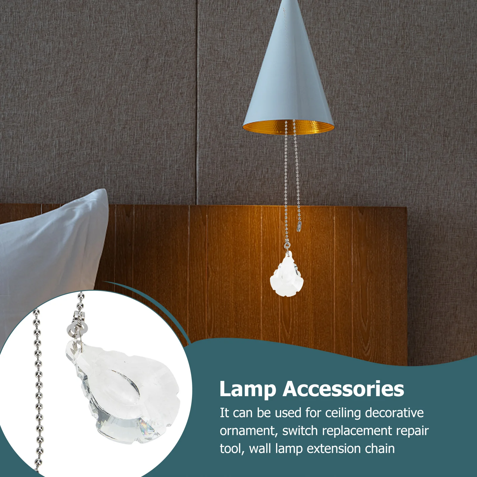 

2 Pcs Transparent Pearl Chain Pendant Ceiling Fan Pull Extension Light The Extender Extenders Pulls Iron Replacement