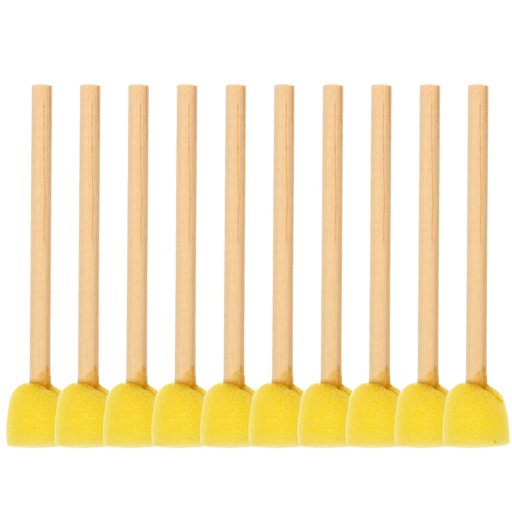 12 Pcs Sponge Brush with Wooden Handle Yellow Paint Pen Foam for Painting Washable Kids