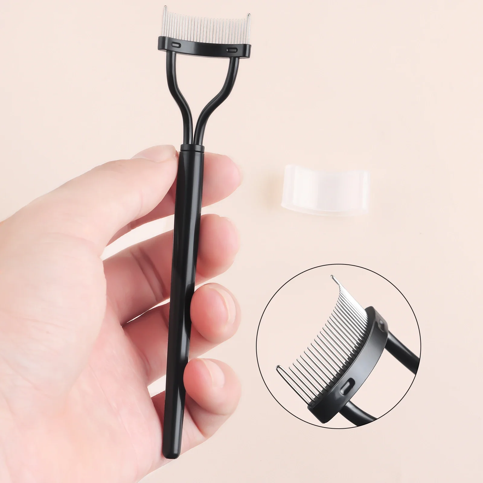 折りたたみ式まつげブラシコームマスカラカールまつげセパレーター金属ステンレス歯ストレートまつげカーラー美容メイクツール