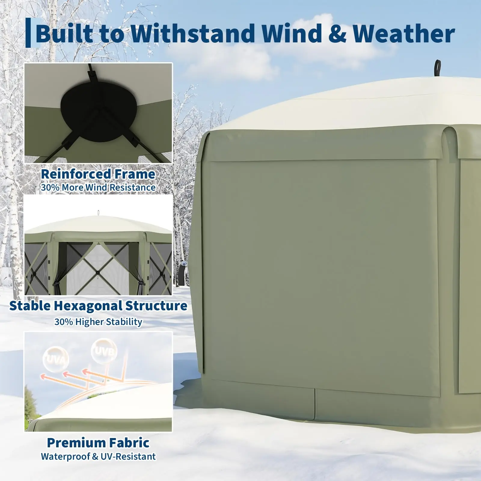 13FT Pop-Up Gazebo 6-Sided with Mosquito Netting & Removable Wind Cloths