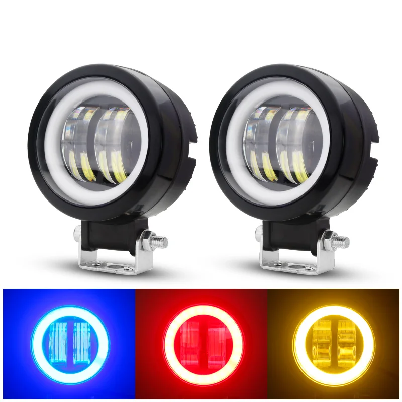 Angel Eye LED Fog Lamp Square Round Headlight for Auto Motor Vehicles And Electric Scooters Arctic 12-24V  Trucks ATV SUV Dirt