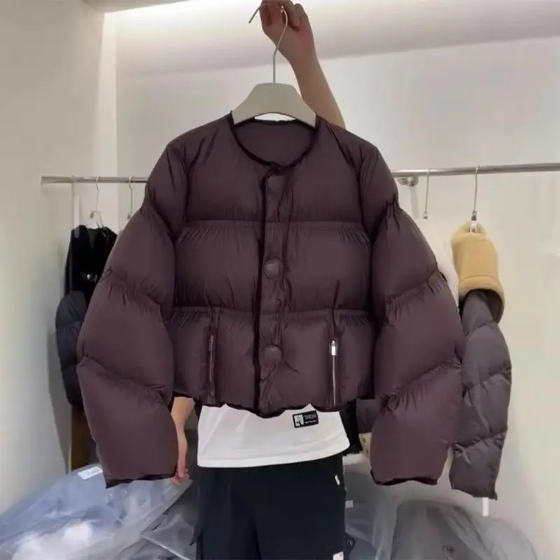 

Американские свободные повседневные толстые парки 2025, зимняя модная теплая хлопковая куртка с высококачественным однотонным пальто, женская одежда