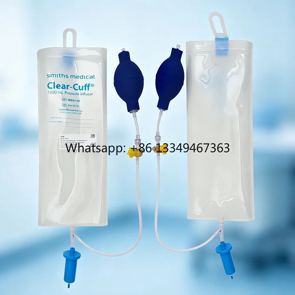 4710 1000ml Polyurethane Clear~Cuff Pressure Infusor Reusable Manual Pressure Bag Built-in Pressure Gauge for