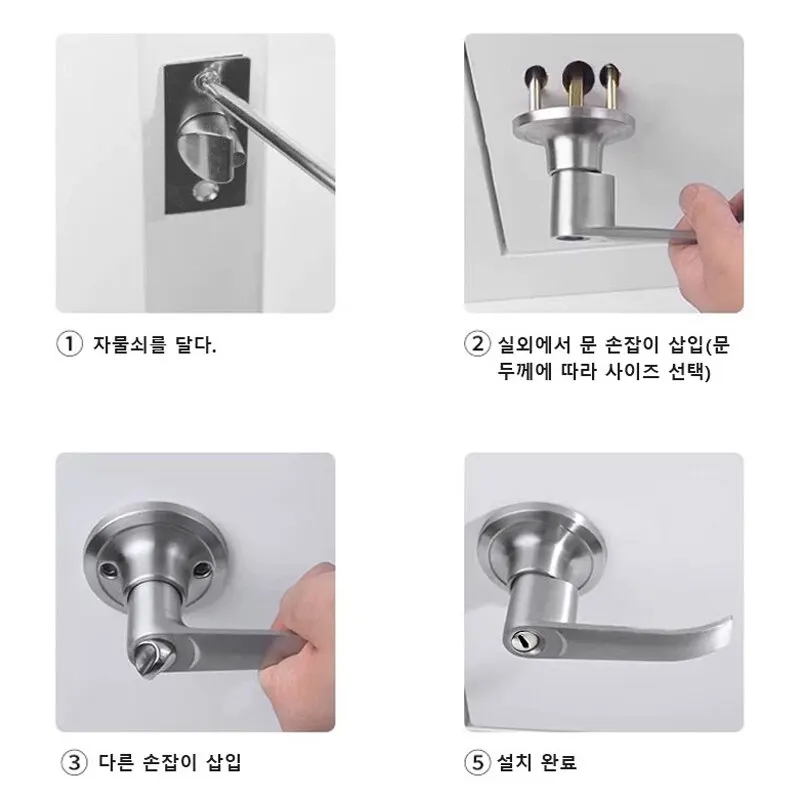 Three Bar Door Handle Zinc Alloy Indoor Door Handle Mute Handle Keyless Bathroom Handle image 4