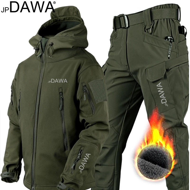 Winter and Autumn Fishing Suit, Warm and Waterproof Military Tactical Set, Outdoor Hiking and Hunting Sports Men\'s Jacket 2025