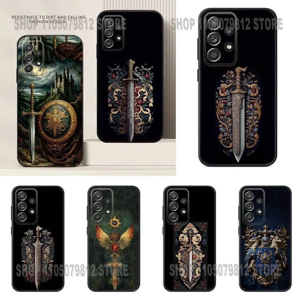 

Medieval Sword Design Phone Case For Samsung S25,24,23,22,21,20,Ultra,10,10E,Plus Note20 Black Case