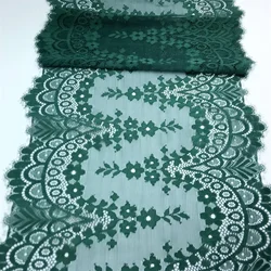 Emerald Green Stretch Eyelash Lace Fabrics DIY Garment Sewing Materials 32cm Embroidered Blue Elastic Lace For Dress Needle Work