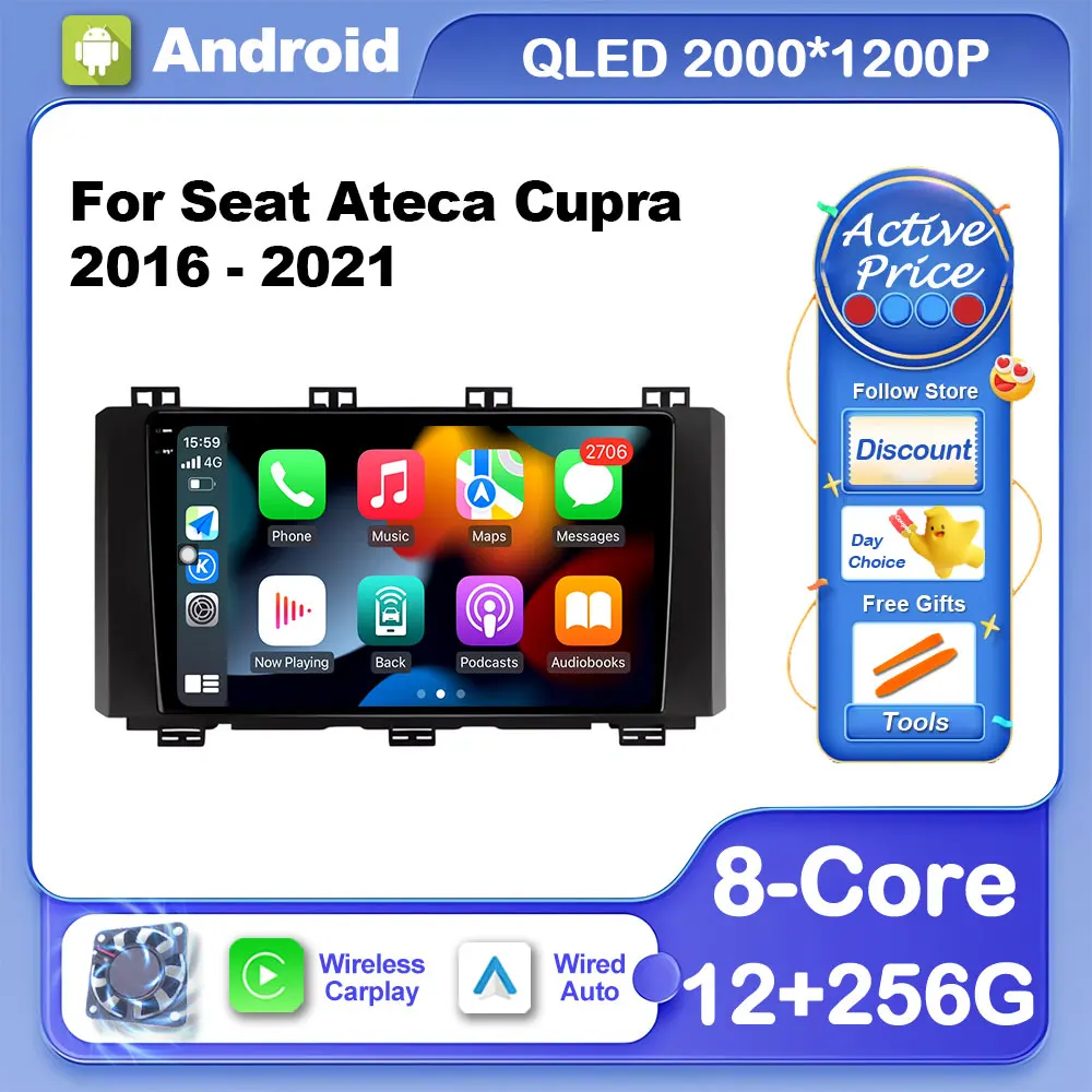 

9 '' for Seat Ateca Cupra 2016 - 2021 Android OS Car Radio Multimedia Player GPS Navigation Wireless Carplay WiFi 4G No 2 din BT