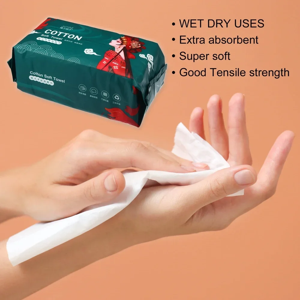 Toallas faciales desechables, pañuelos faciales de algodón suave, toallitas de secado multiusos, desmaquillante, tejido de limpieza Ultra suave, 60 uds.