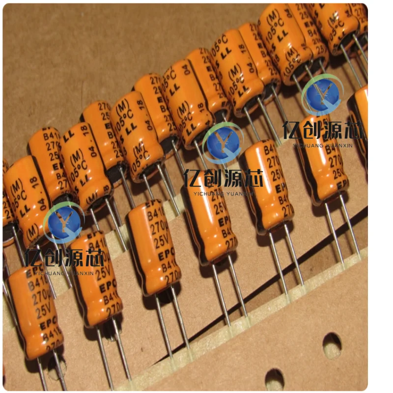 Brand new original orange 25V270UF, 11.5MM in height, 8MM in diameter, direct insertion high-temperature aluminum electrolytic c