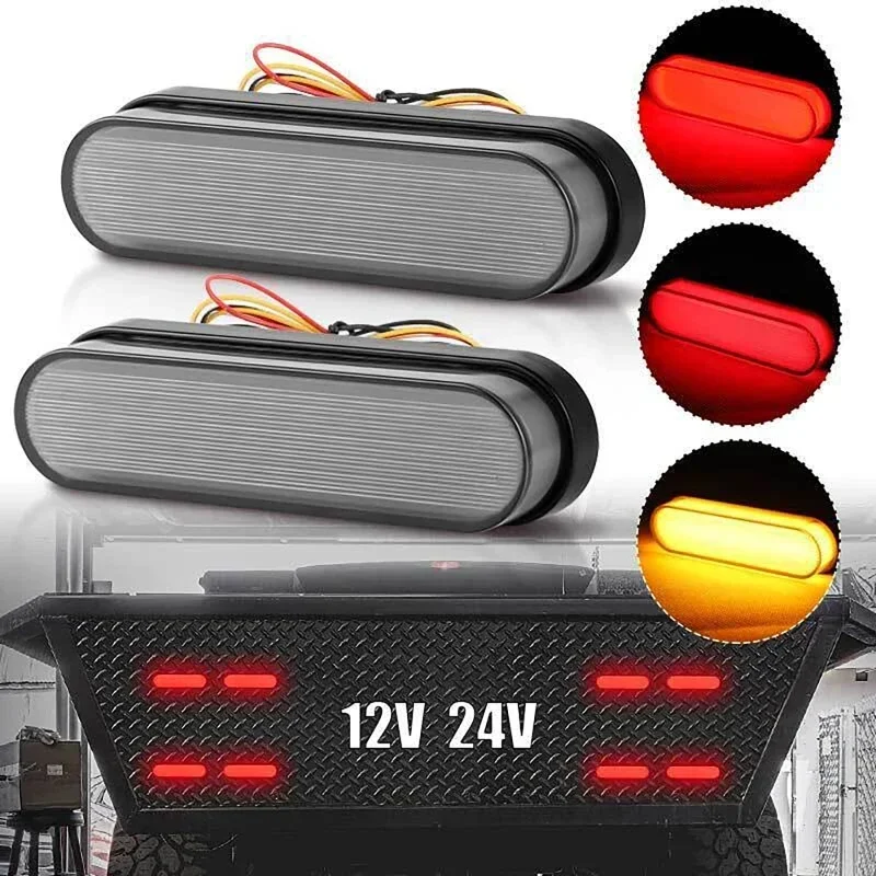 Universal 34LED Truck Tail Light 4 Inch Oval Trailer Lights Stop Brake Turn Signal Lamp for Truck RV