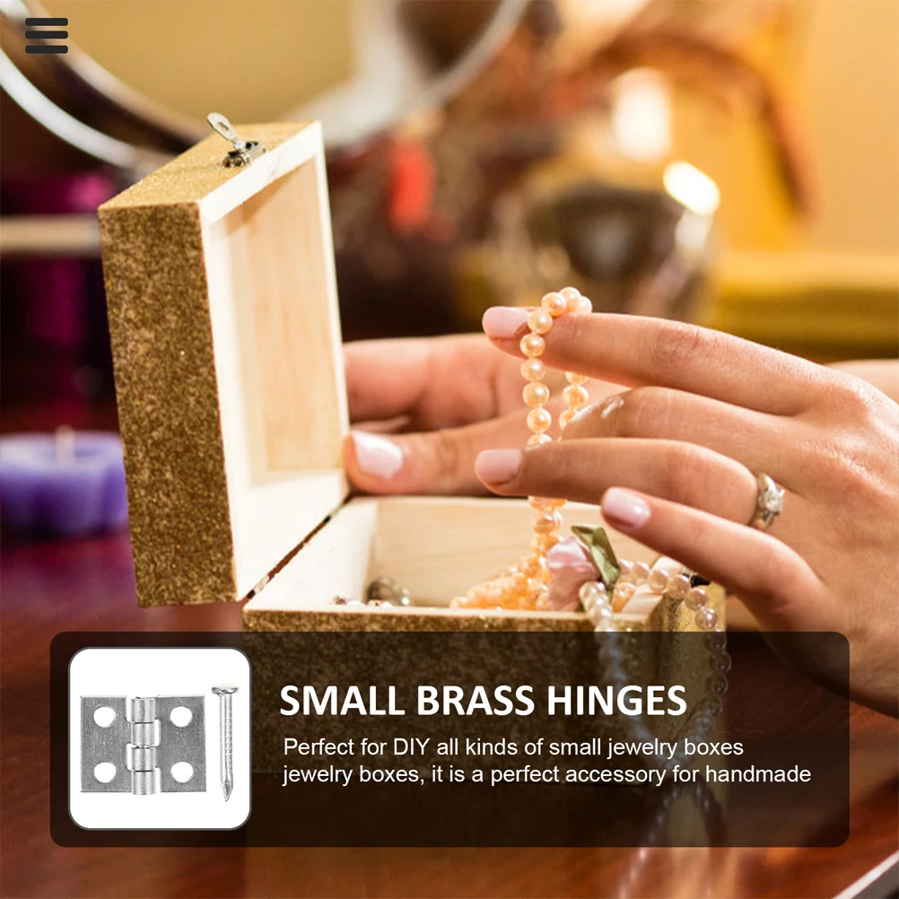 

75pcs Small Hinges Mini Wooden Jewelry Case 4 Hole Copper Hardware Suitable Home Office Use Tiny Hinges For Crafts