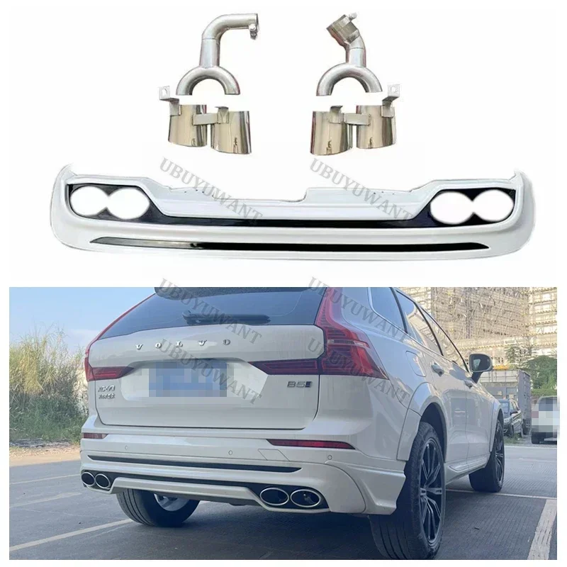 For Volvo NEW XC60 ABS REAR BUMPER TRUNK LIP SPOILER DIFFUSER With Exhaust Tips For XC60 2018-2020 2021 2022 2023-2025 view 3