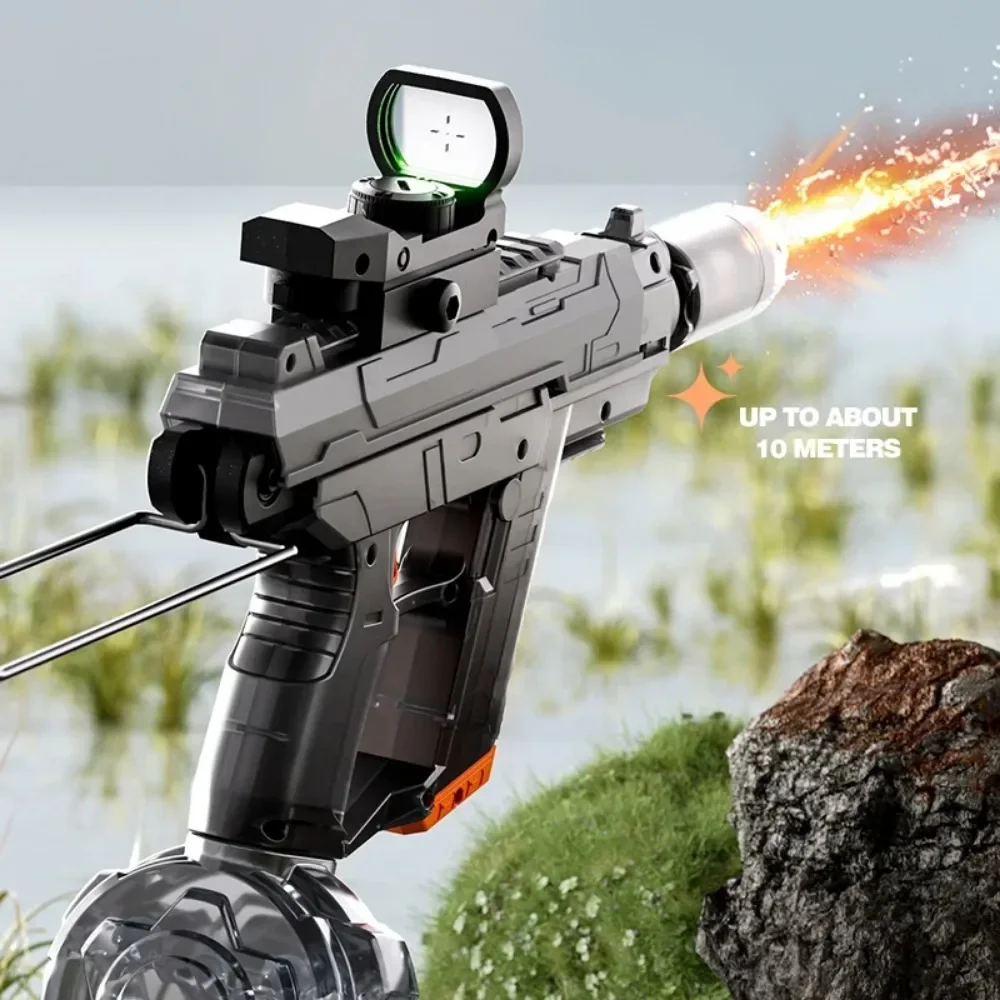 UZI Electric Water Gun with Mechanical Linkage Chambered Light Outdoor Summer Swimming Pool Play Water Adult Shots Games Toys