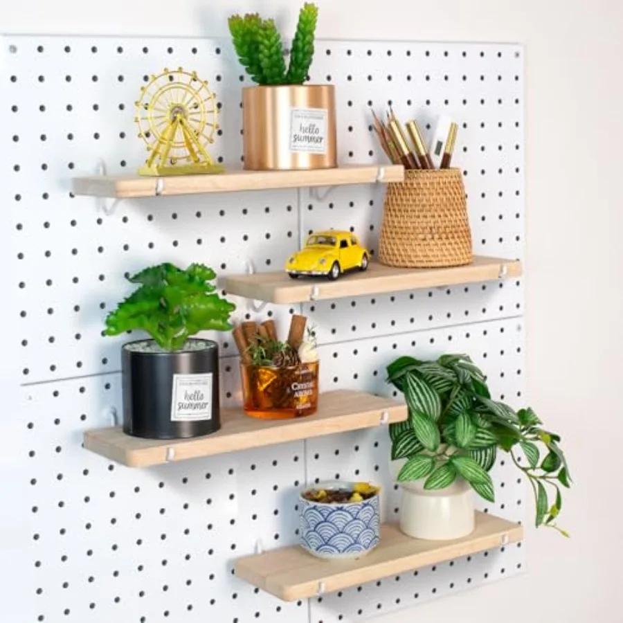 

Набор полок-перфораторов из массива дерева с крючками и аксессуарами для мастерской, гаража, игровой комнаты