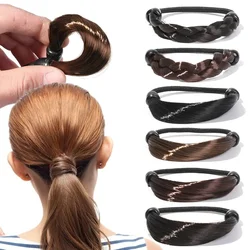 Banda de goma trenzada para peluca, cuerda elástica para el cabello, lazo para la cabeza, Anillo para el cabello, trenza fija, peinado, extensión, soporte para cola de caballo