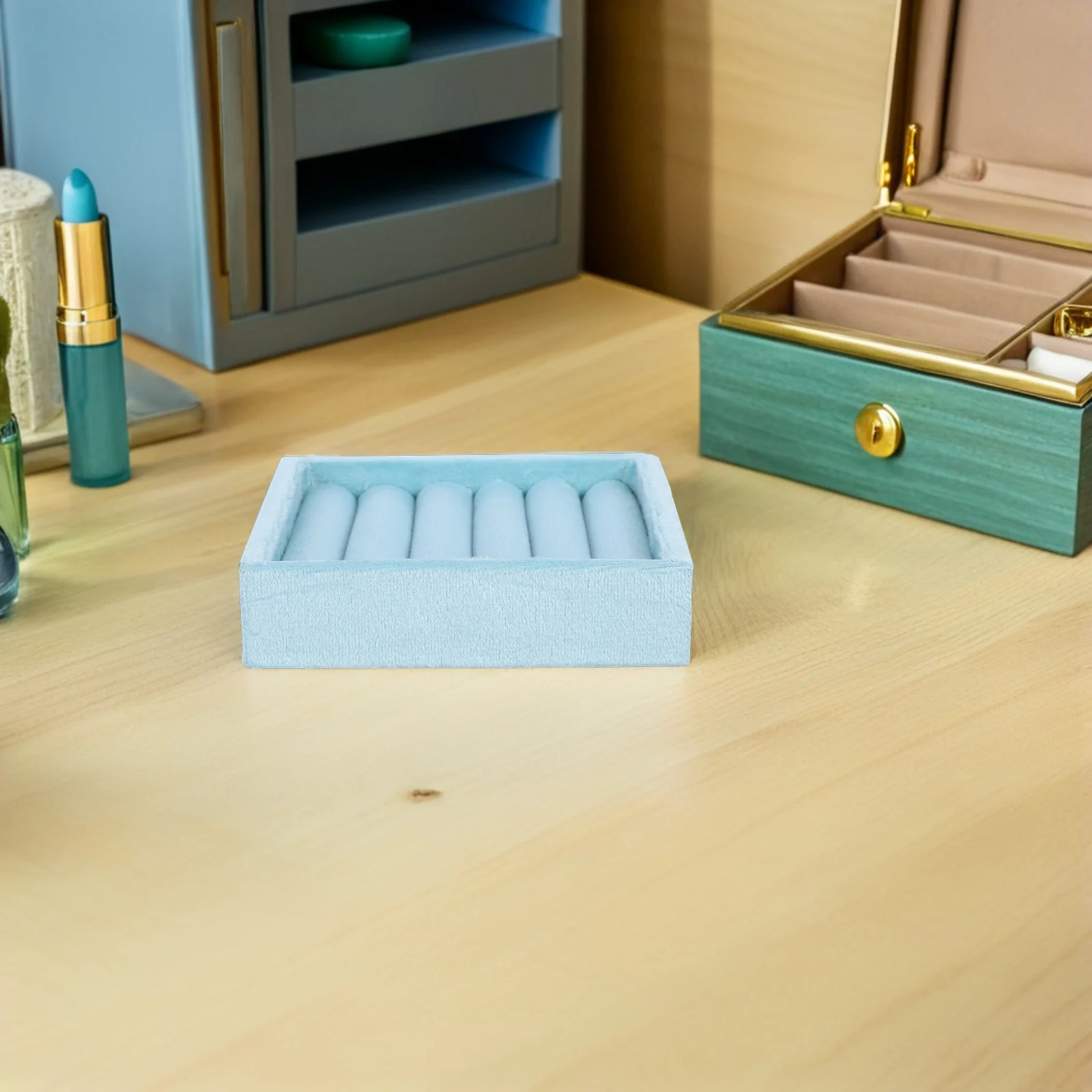 

Lint Jewelry Organizer Tray Multiple Slots Rings Earrings Display Holder Vanity Compact Travel Storage Organizer