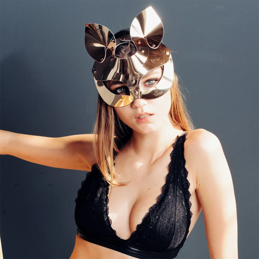 Sexy PU Leather Fox Eye Mask Cosplay Party Mask Halloween Masquerade Mask Accessories