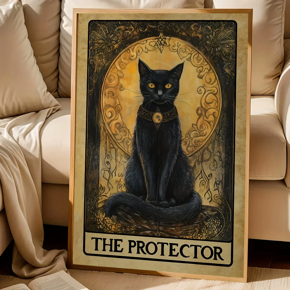 Gothic Tarot Black Cat Canvas Print Poster Vintage Mystical Animal Art Prints Living Room Bedroom Wall Art Home Decor Poster