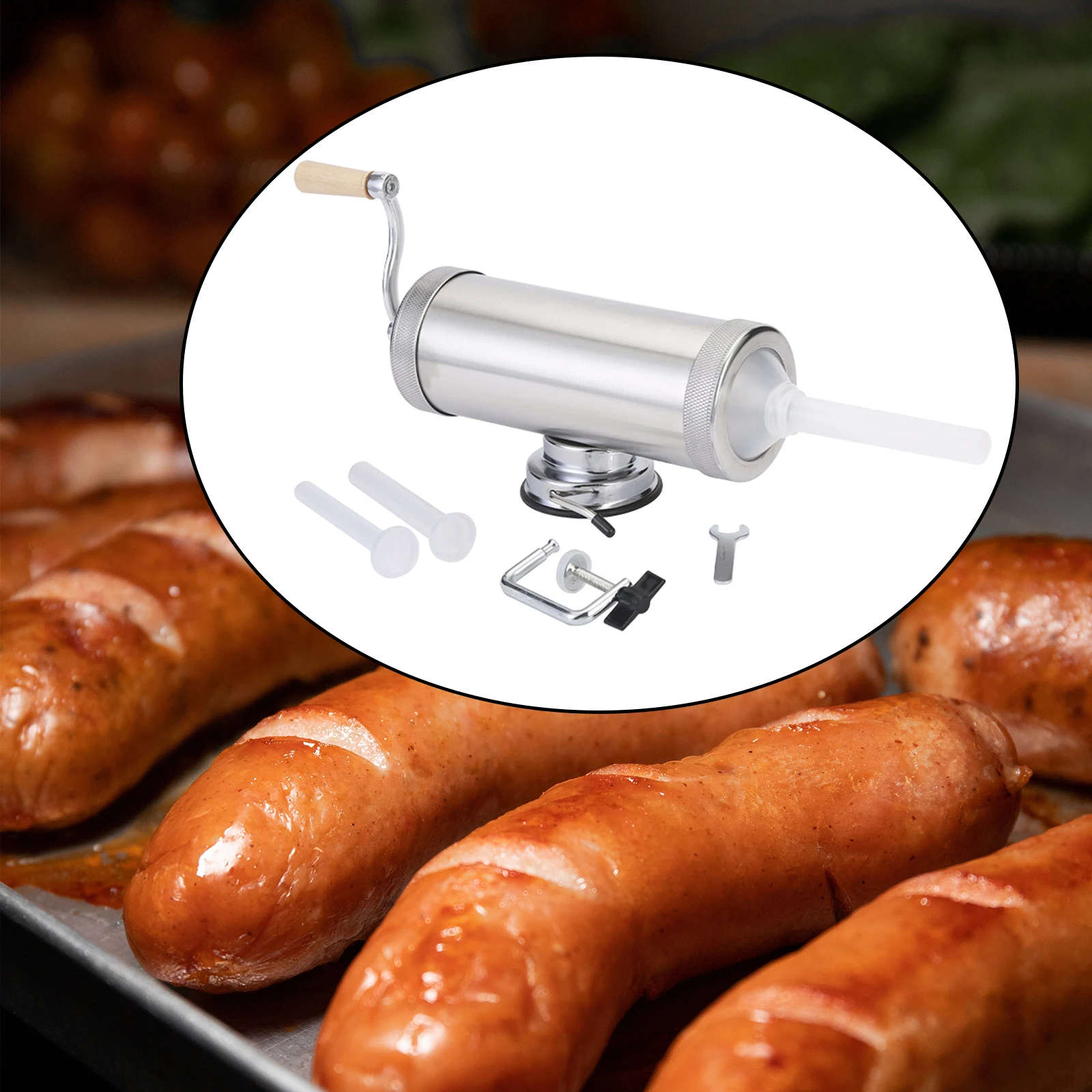 Sausage Stuffer Machine 2.5lbs Homemade with 4 Nozzles Kitchen Accessories Effective Sausage Filling Tools Meat Filler Stuffer