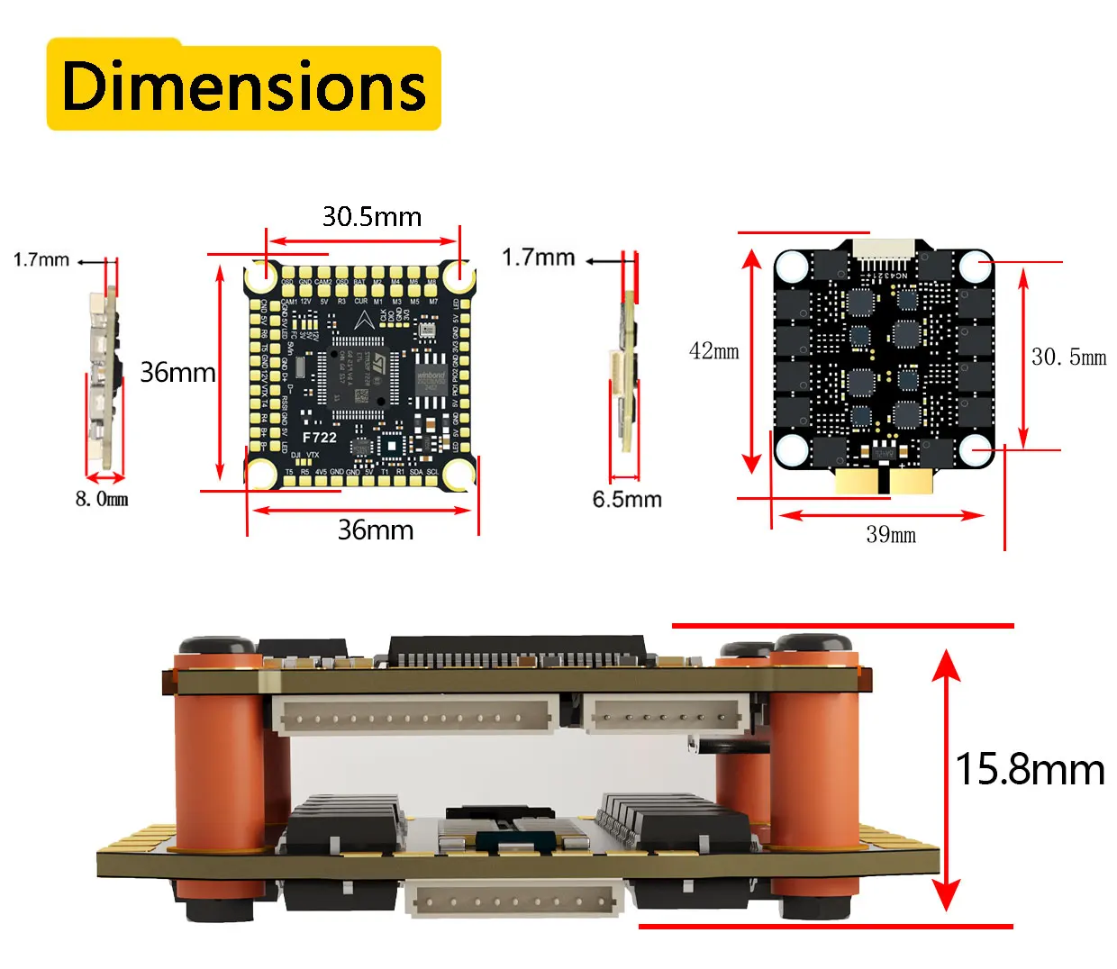DAKEFPV F722 Flugcontroller Unterstützt BetaFlight Ardupilot FC F722 Stack 12S 70A 4in1 ESC Für 5-Zoll DJI RC FPV Freestyle Drohne – Detail 12