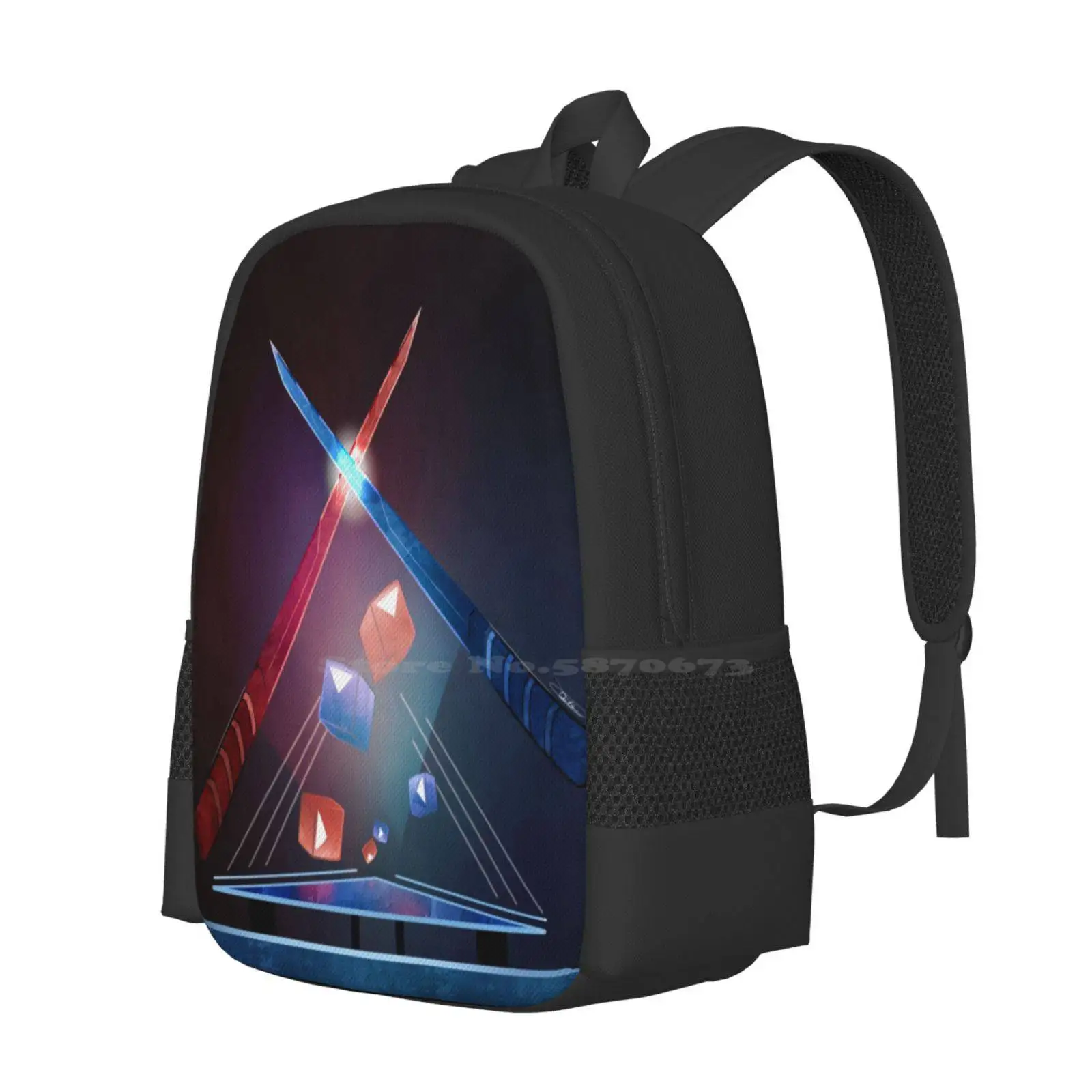 Beat Saber! School Bag Big Capacity Backpack Laptop Gaming Beat Saber Virtual Reality Digital Art