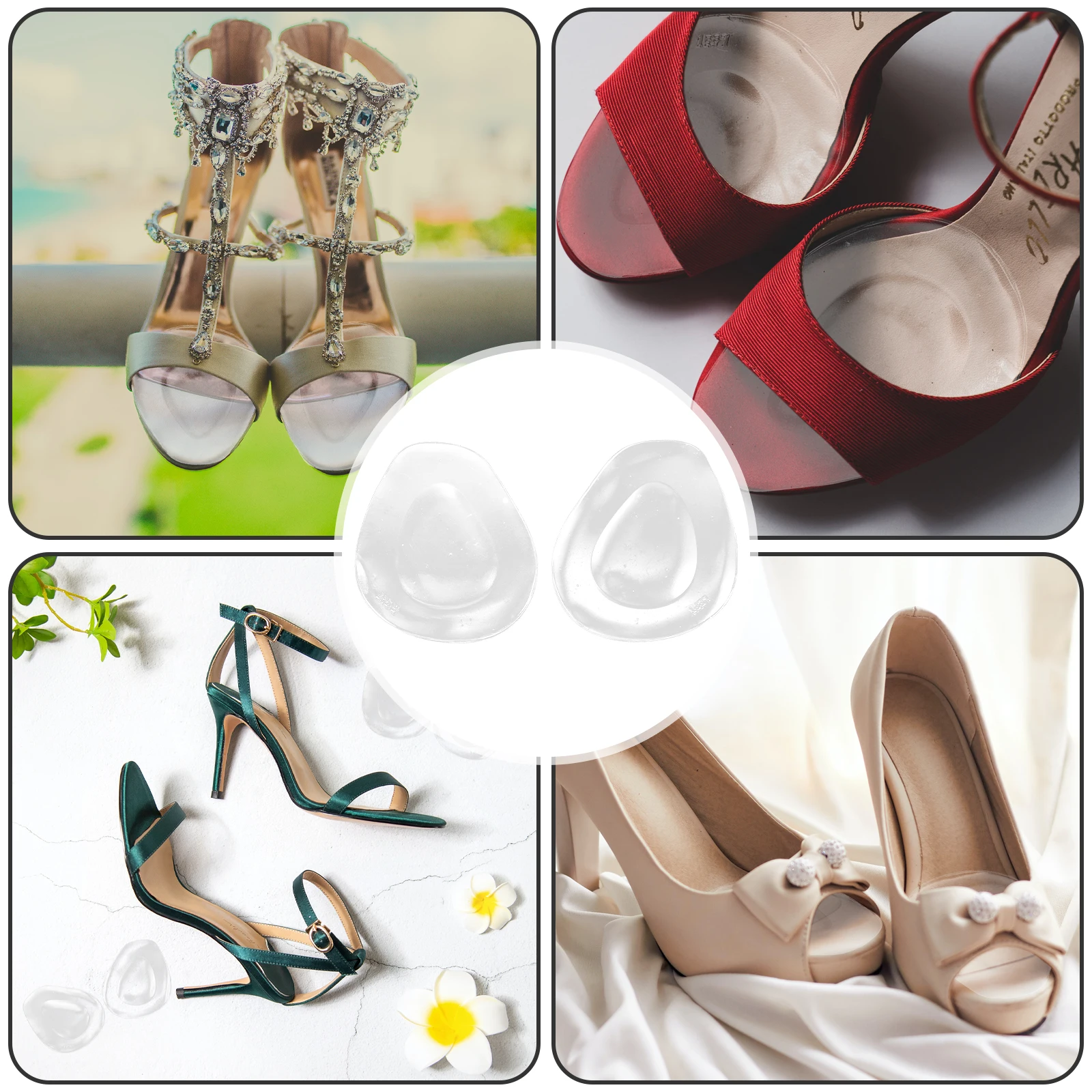 8 pçs bombas femininas palmilha de salto alto antepé almofadas almofada meio tamanho proteção frontal palmilhas metatarso transparente miss
