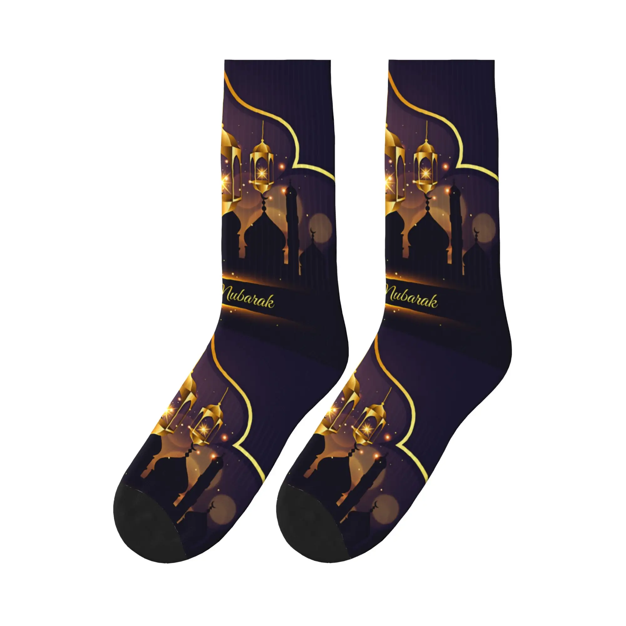 

Eid Mubarak Stockings Muslim Elegant Socks Adults Men Medium Soft Socks Winter Outdoor Pattern Anti Bacterial Socks Gift