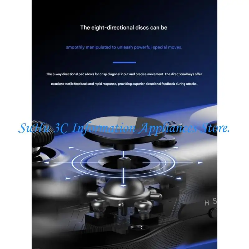  Wireless Hall Effect 3D Game Controller With 6 Button Layout Adjustable Motor For Precise Fighting Game Combos