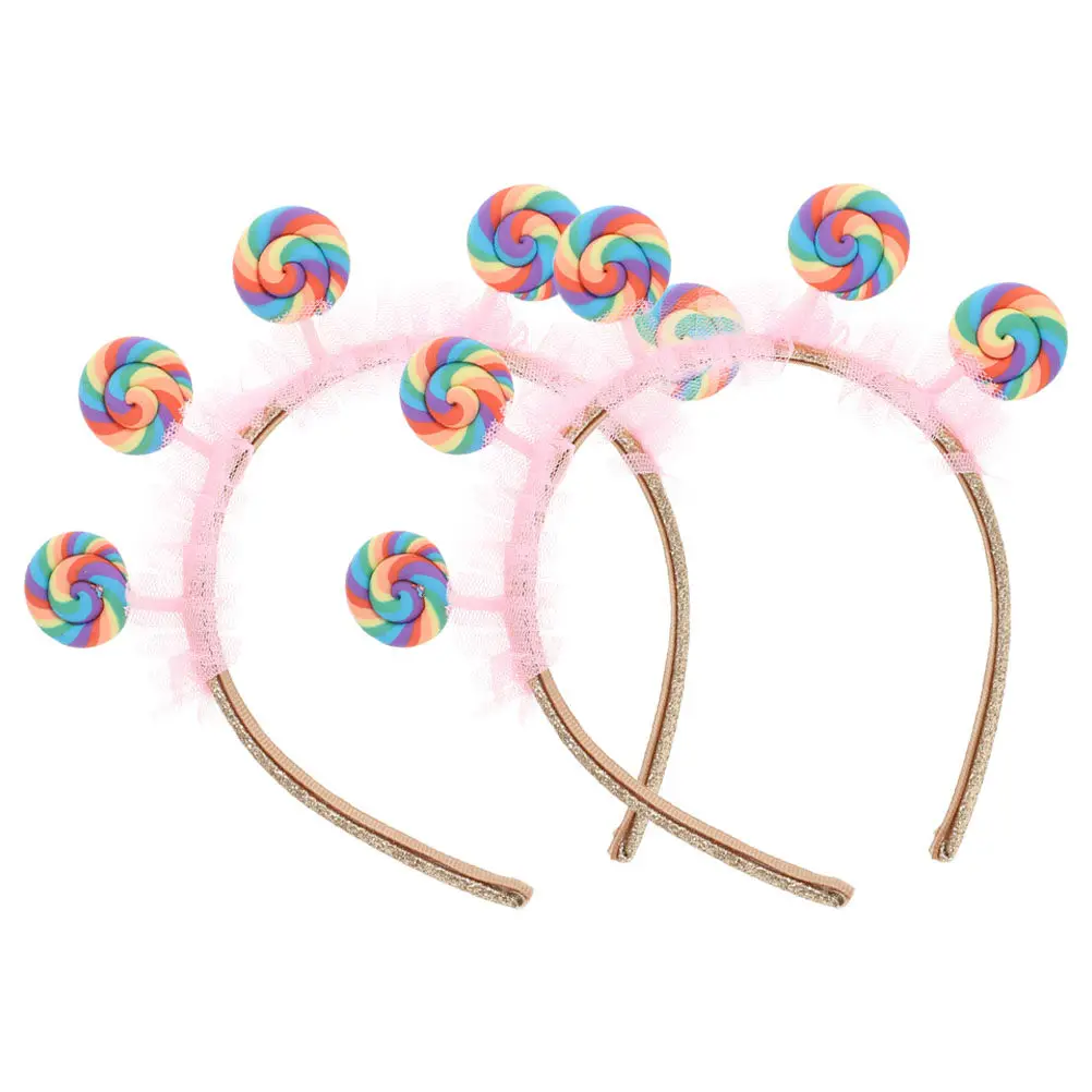 

2Pcs Cartoon Pink Lollipop Headbands Candy Hairband Kids Birthday Party Hair Hoop Cute Sweet Accessories Lollipop Headbands