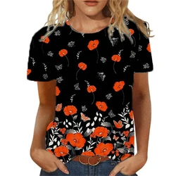 Summer Women Tshirt Floral 3d Print T-shirt Women's Fashion T-shirts Flower Pattern New Aesthetics Tops Girl Tshirt Oversized
