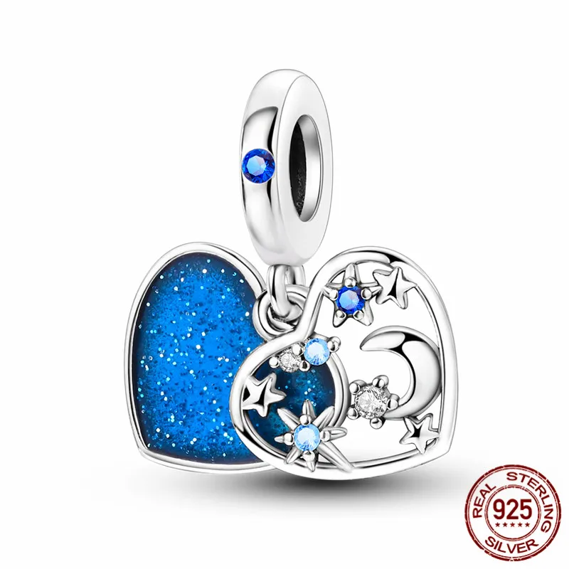 

S925 sterling silver heart charm beads paired with an original bracelet, a perfect DIY jewelry gift for women.