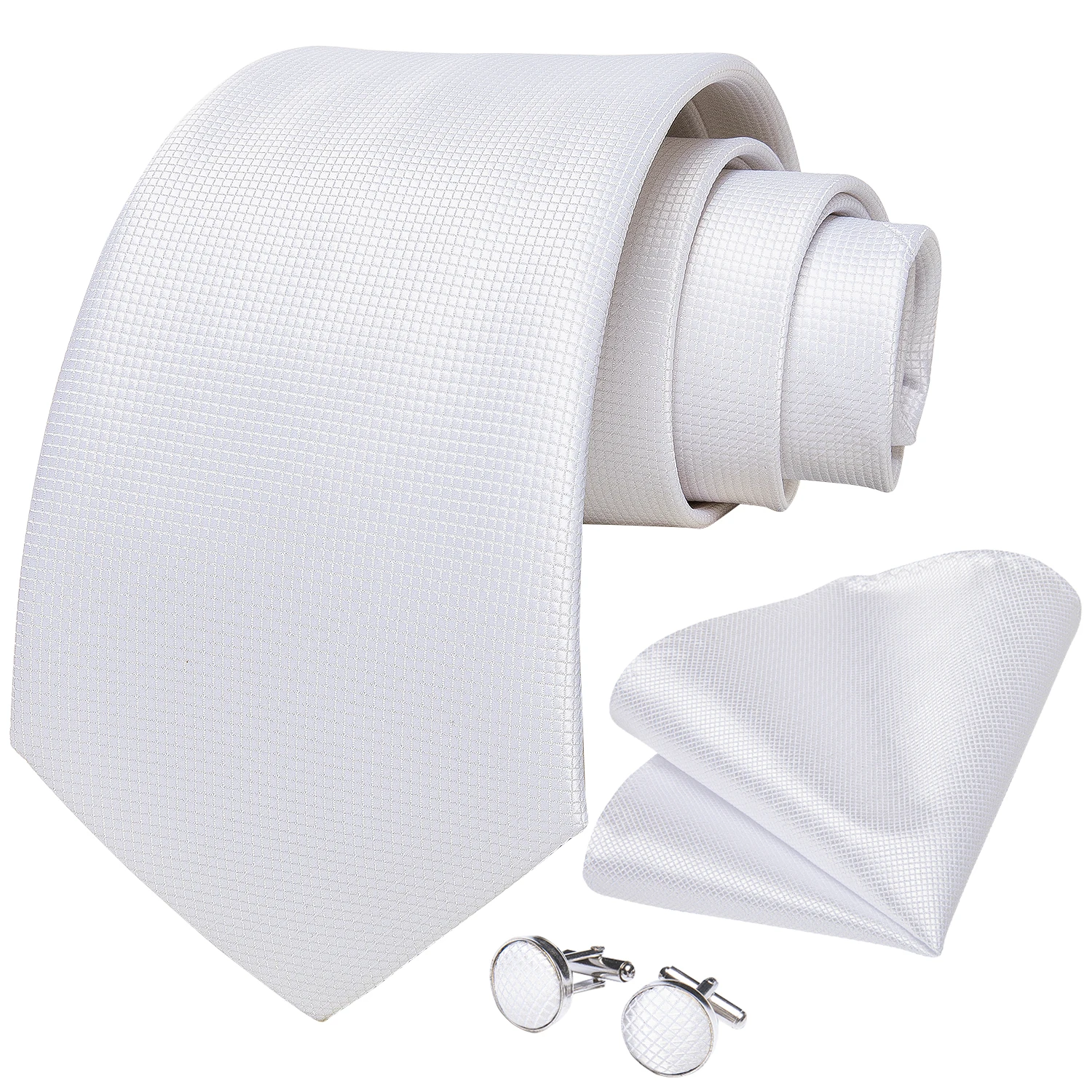Białe jedwabne krawaty dla męż – Pocket Square Set recenzja i cena