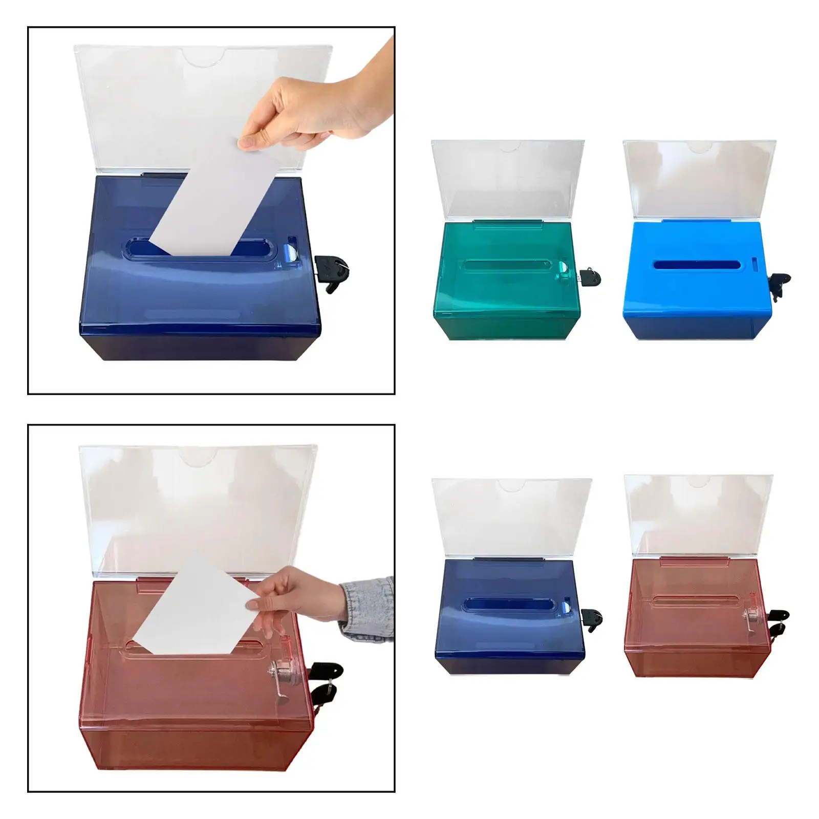 Transparent Acrylic Storage Box Lockable Donation Collection Case for Office Voting Suggestion Card Holder Multipurpose