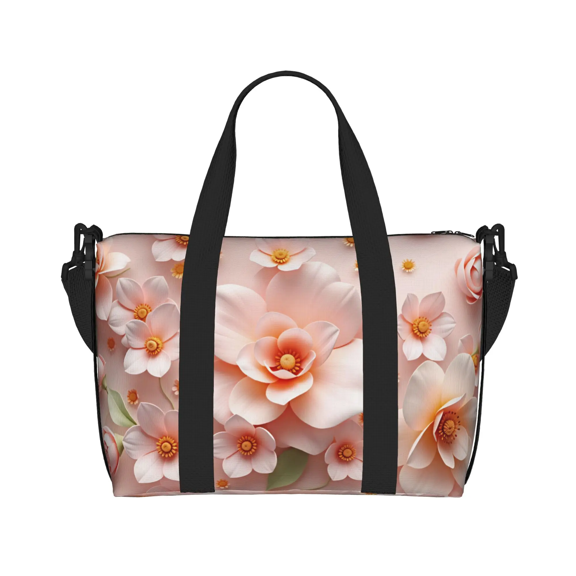 Custom Fashion Trend 3D Flowers Beach Tote Bag Women Extra Large Gym Carry On Luxury High 3D Floral Travel Shopping Bags